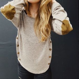 Suede Elbow Patch Long Sleeve ft. Buttons